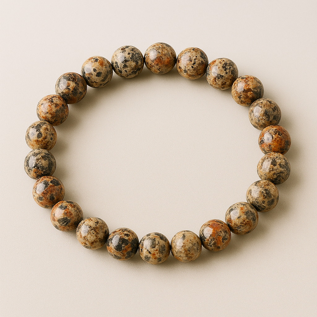 Leopard skin jasper 8mm bead bracelet