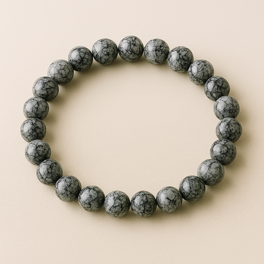 Spider web jasper 8mm bead bracelet