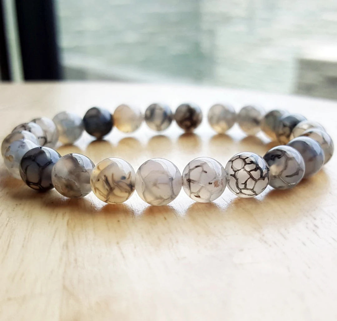 Dragon vein agate 8mm bead bracelet