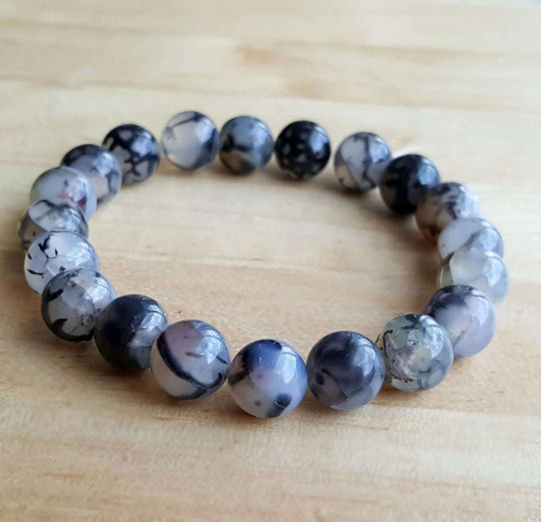 Dragon vein agate 8mm bead bracelet