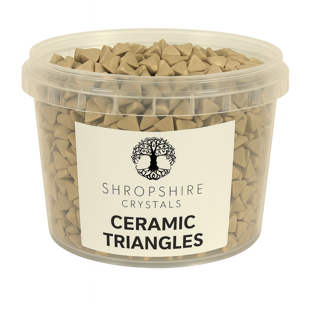 1KG 6 mm Ceramic Tumbling Triangles – Gentle, Reliable Media from Shropshire Crystals