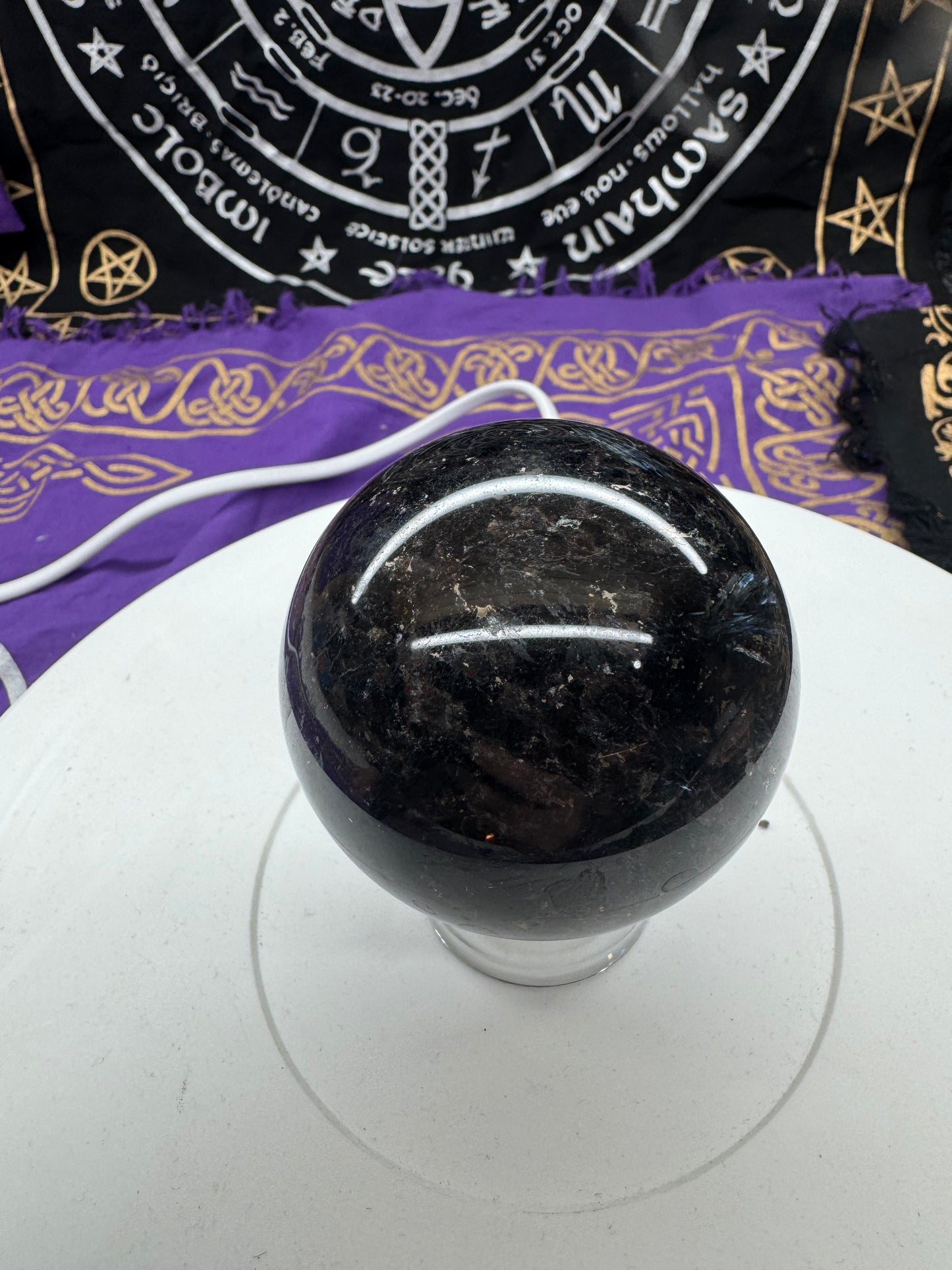 Arfvedsonite sphere.558 grams, 6.9cm. LGT1#2