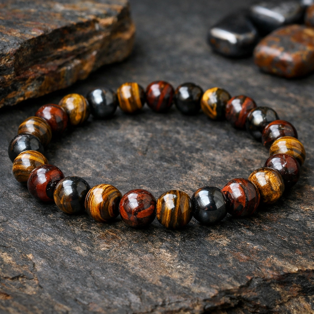Tiger Iron 8mm Bead Bracelet – Grounding Energy & Natural Strength