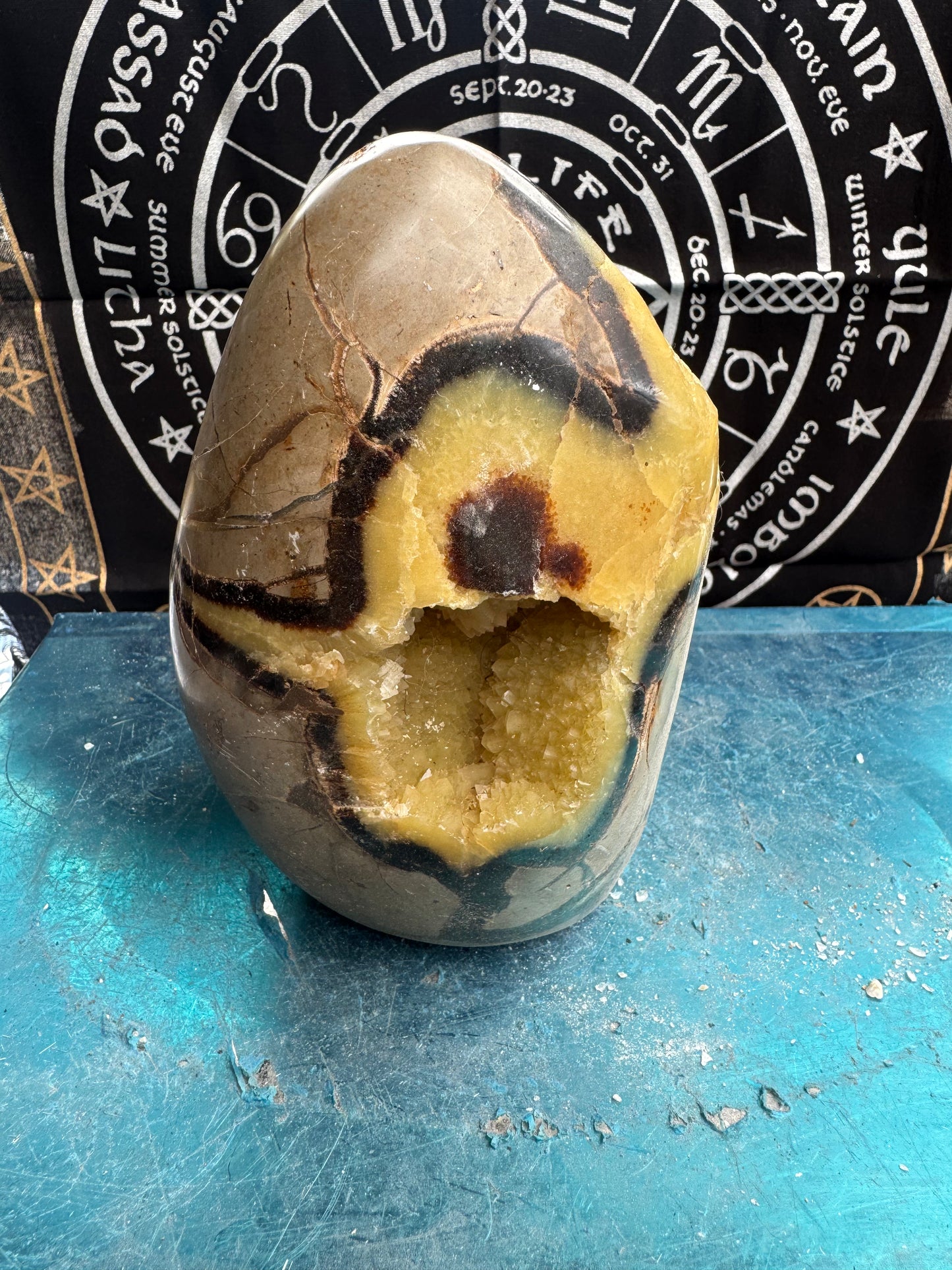 Septarian cut base egg 2.7 kilos  approx 7 inch tall