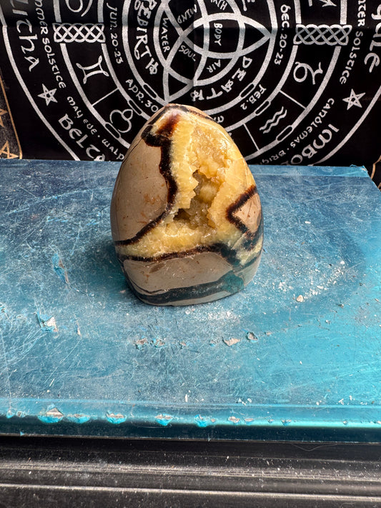 Septarian cut base egg 815 grams approx please see photos for size DRZ2#5