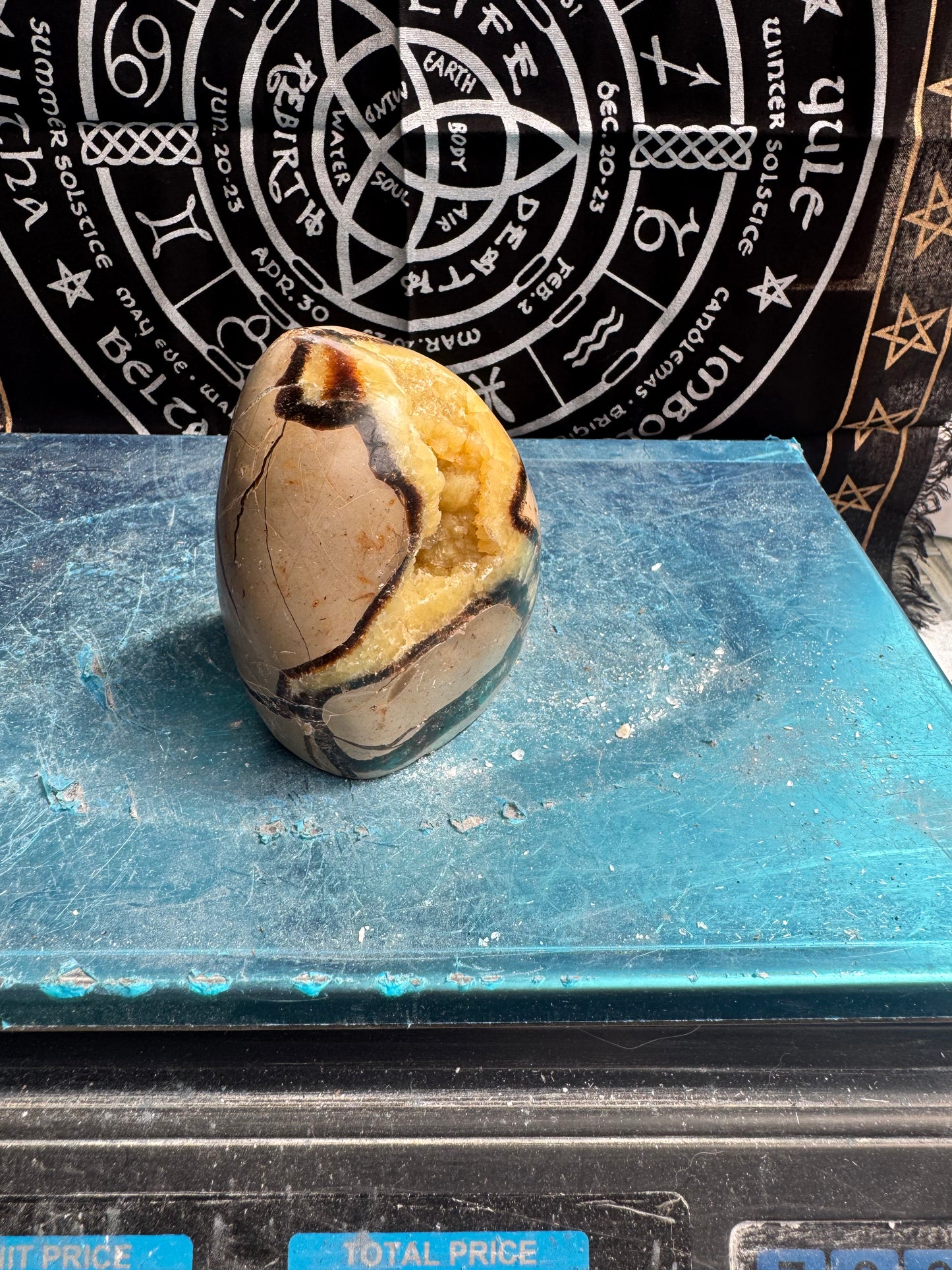 Septarian cut base egg 815 grams approx please see photos for size DRZ2#5