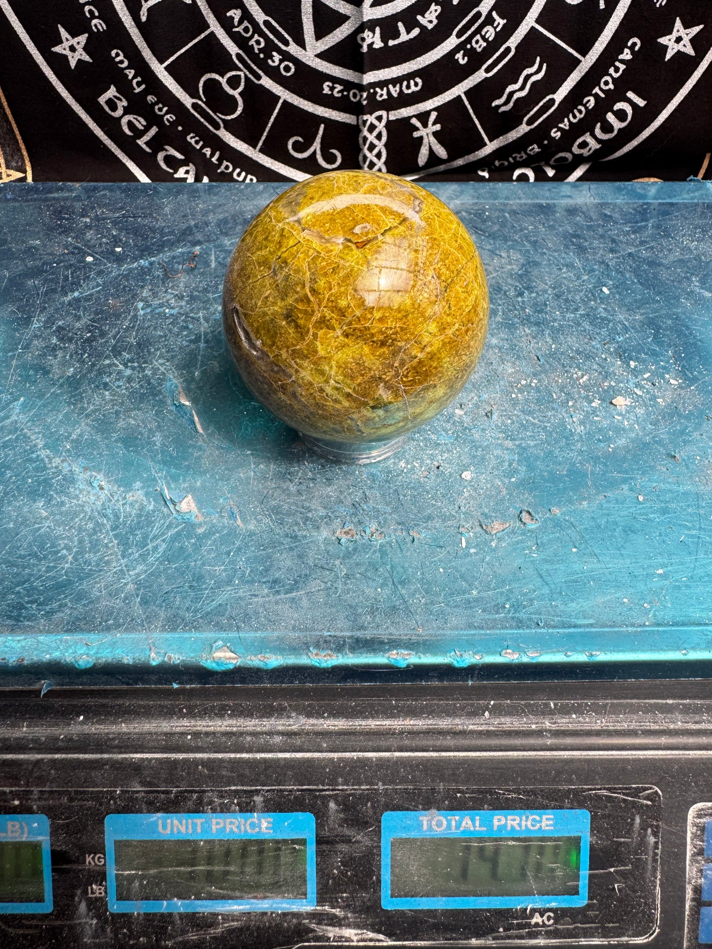 Green Opal Sphere From Madagascar 485 grams 7.5 cm 
DRZ4#7