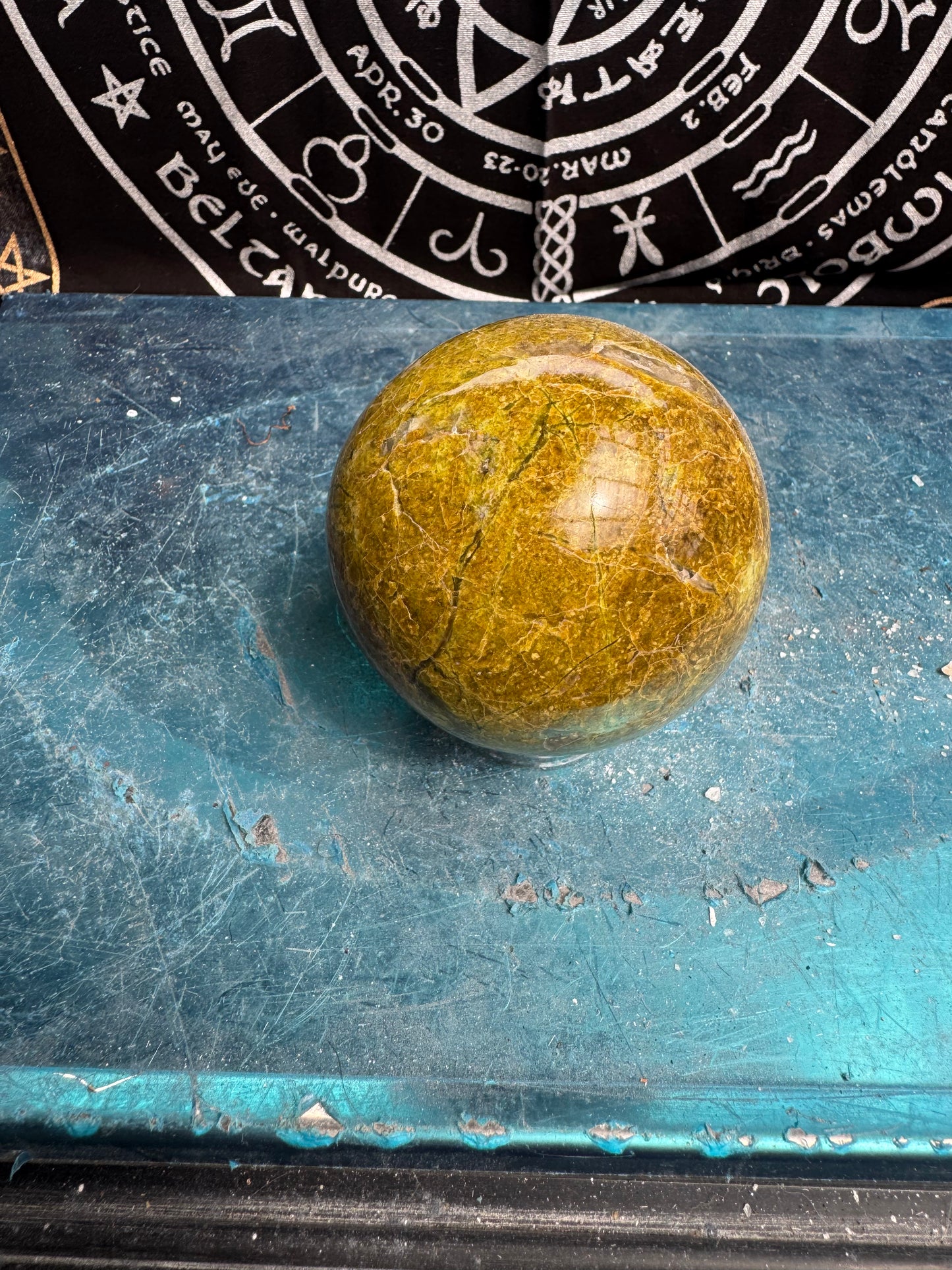 Green Opal Sphere From Madagascar 485 grams 7.5 cm 
DRZ4#7