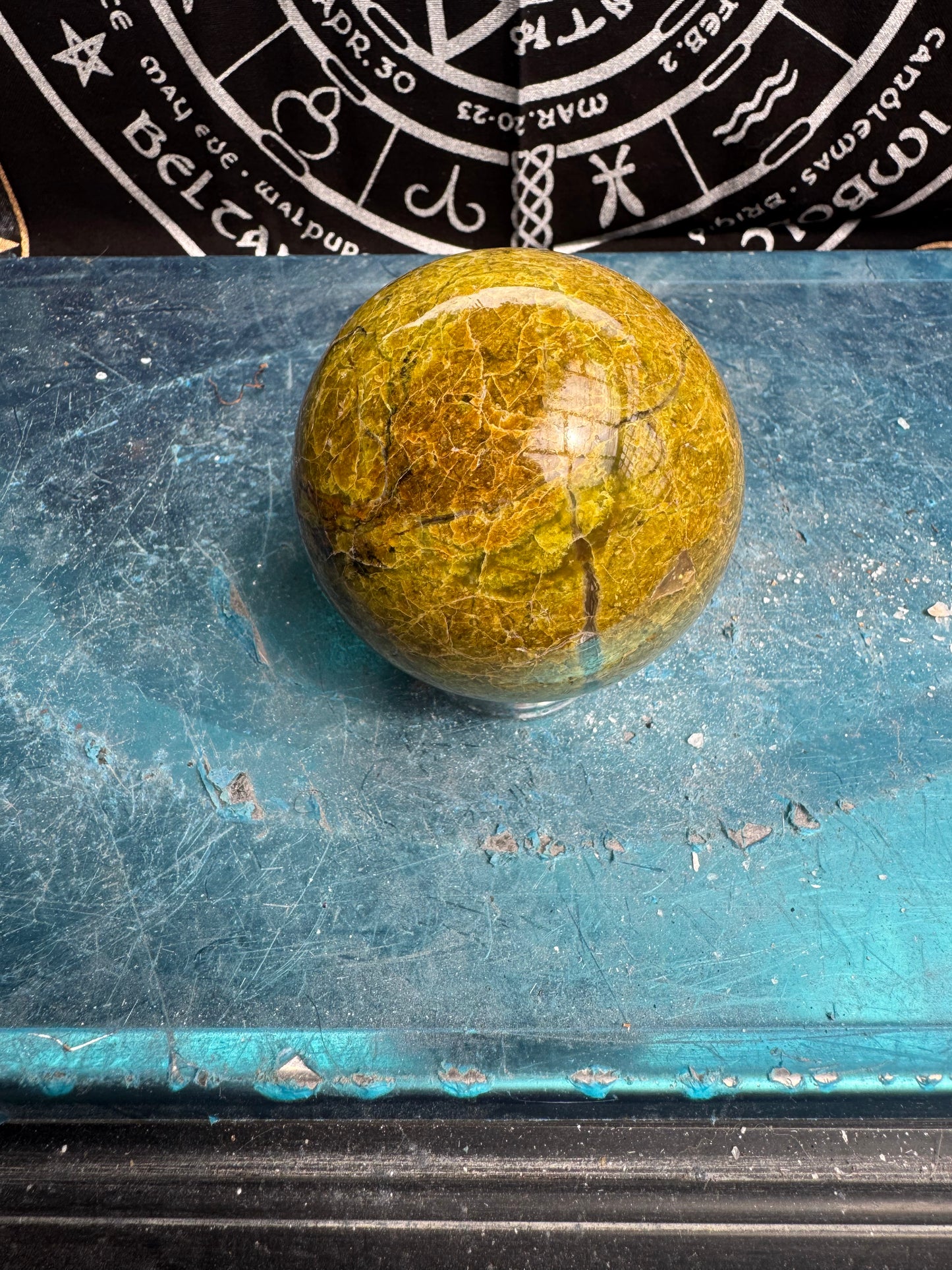 Green Opal Sphere From Madagascar 485 grams 7.5 cm 
DRZ4#7