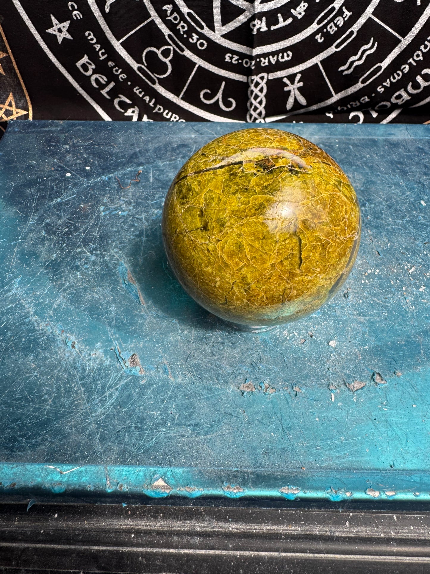 Green Opal Sphere From Madagascar 485 grams 7.5 cm 
DRZ4#7