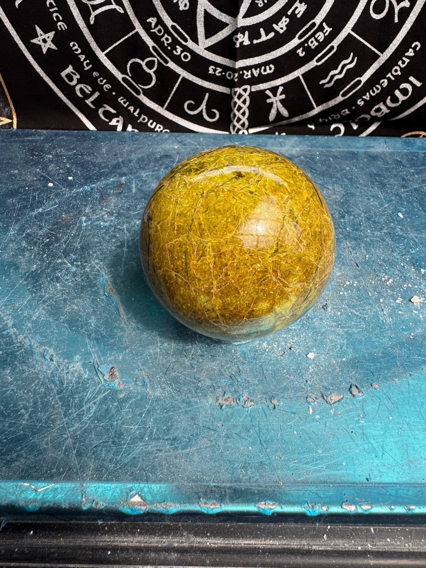 Green Opal Sphere From Madagascar 485 grams 7.5 cm 
DRZ4#7
