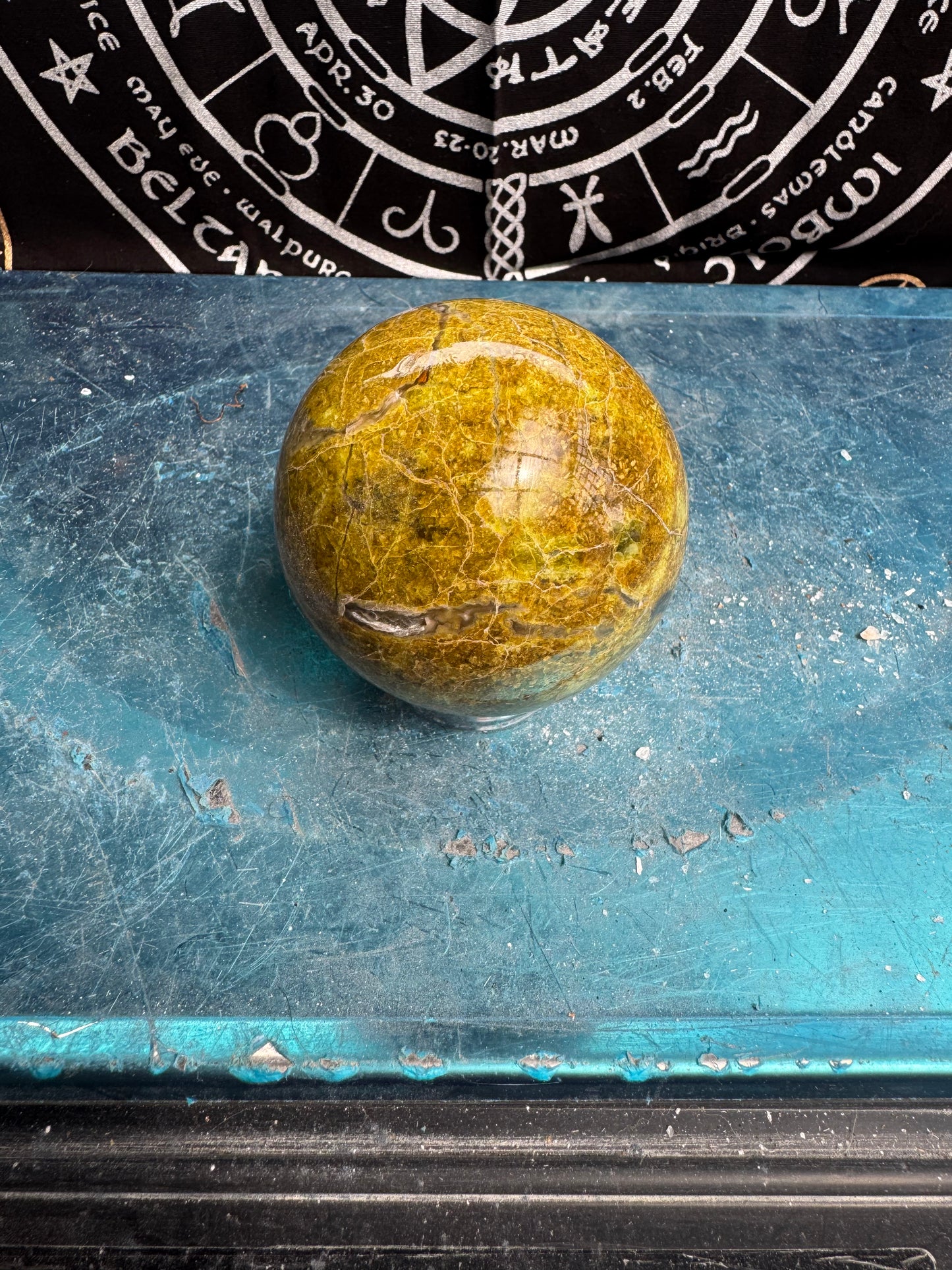 Green Opal Sphere From Madagascar 485 grams 7.5 cm 
DRZ4#7