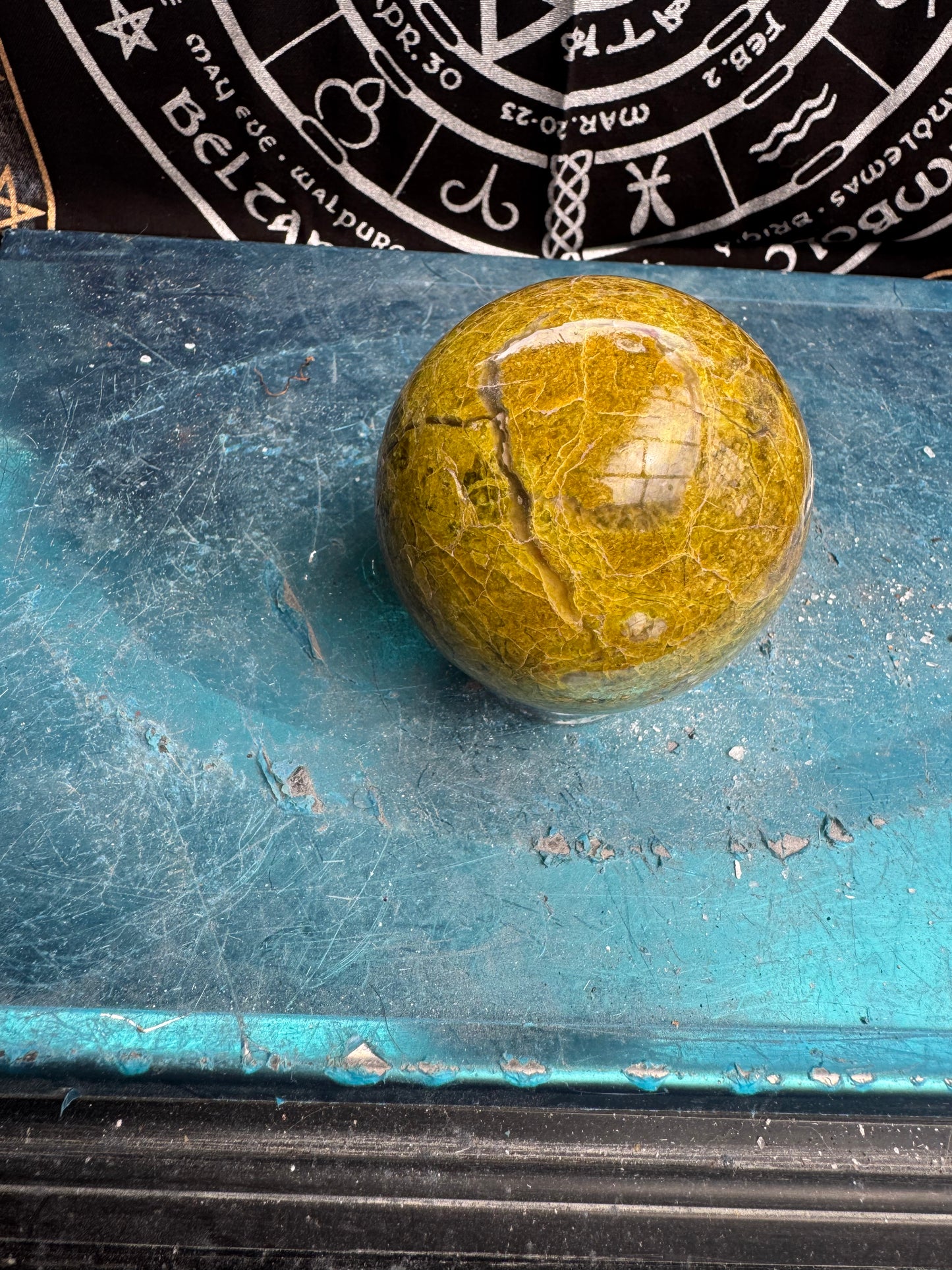 Green Opal Sphere From Madagascar 485 grams 7.5 cm 
DRZ4#7
