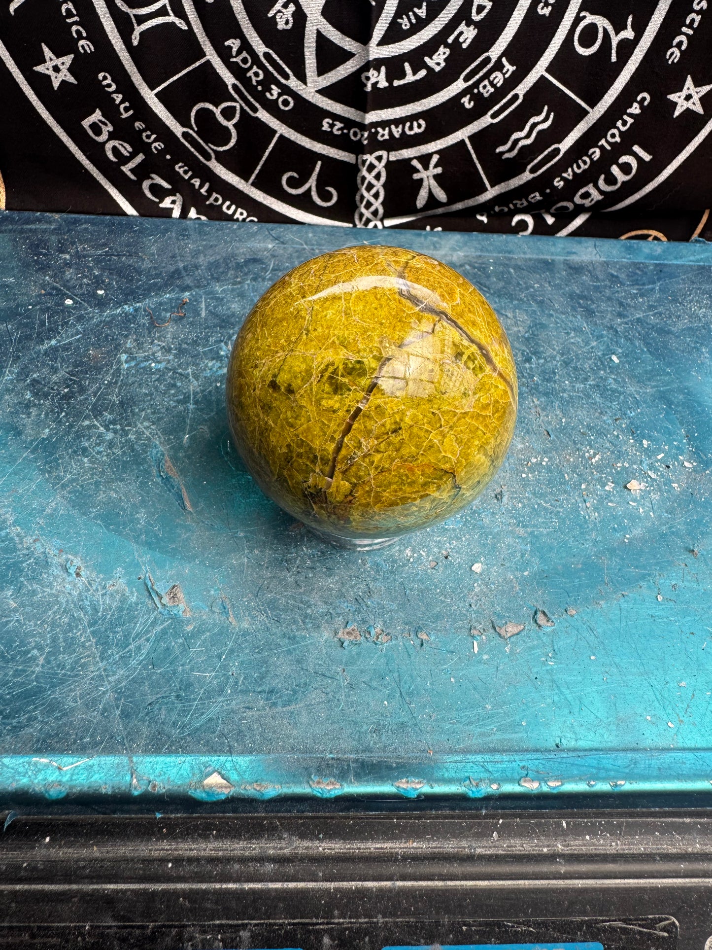 Green Opal Sphere From Madagascar 485 grams 7.5 cm 
DRZ4#7