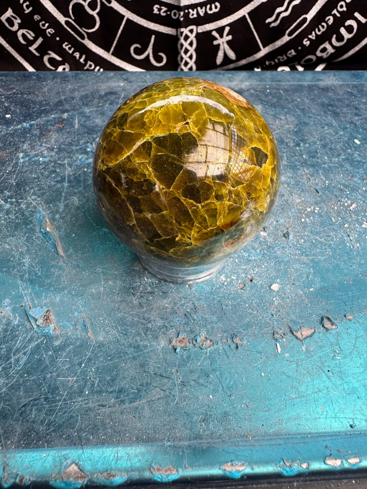 Green Opal Sphere From Madagascar 280 grams 6.2 cm 
DRZ4#10