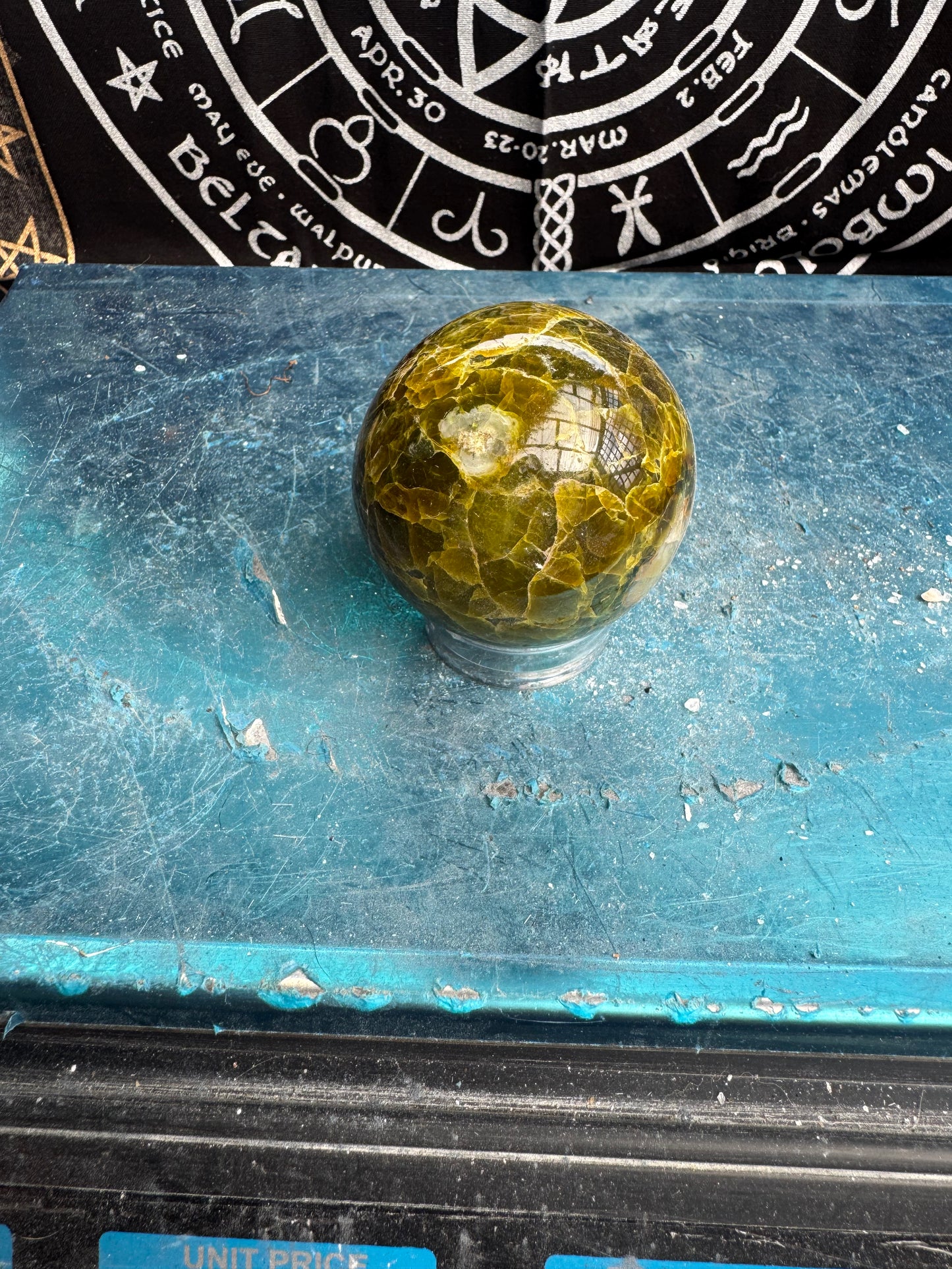 Green Opal Sphere From Madagascar 280 grams 6.2 cm 
DRZ4#10