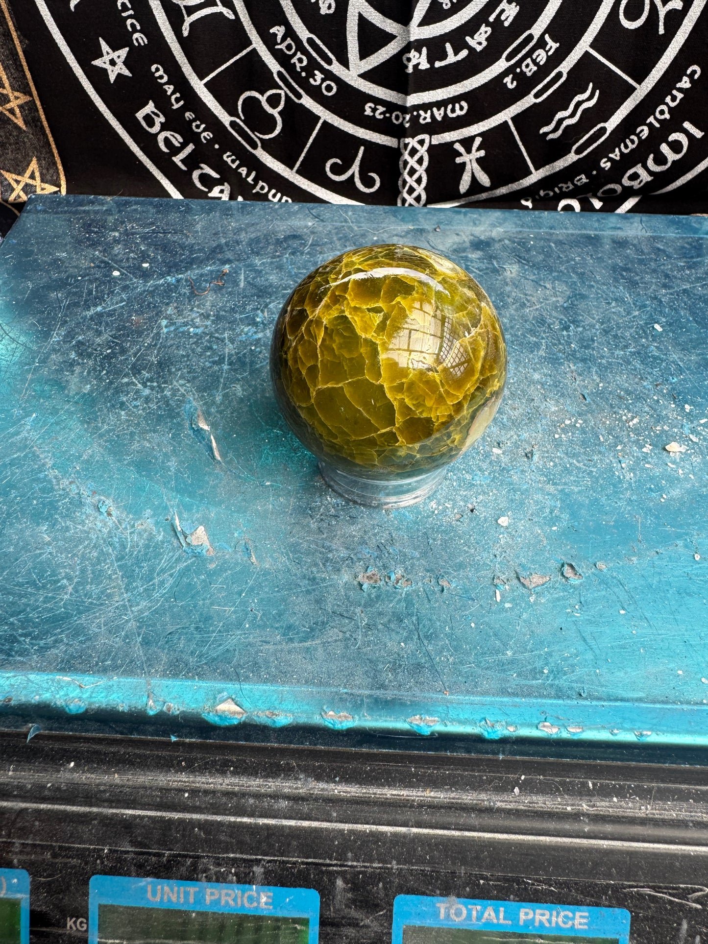 Green Opal Sphere From Madagascar 280 grams 6.2 cm 
DRZ4#10