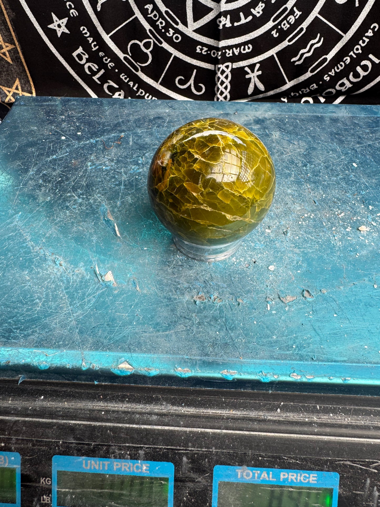 Green Opal Sphere From Madagascar 280 grams 6.2 cm 
DRZ4#10