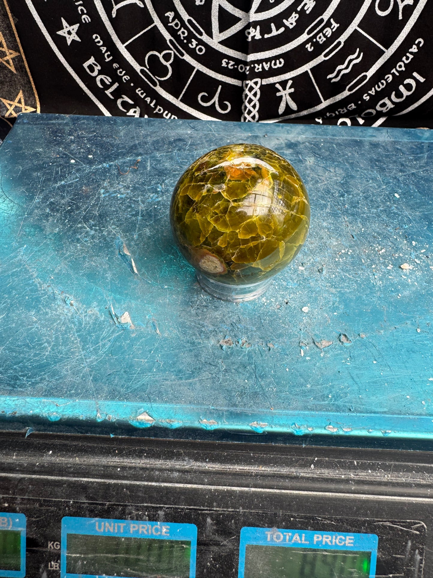 Green Opal Sphere From Madagascar 280 grams 6.2 cm 
DRZ4#10