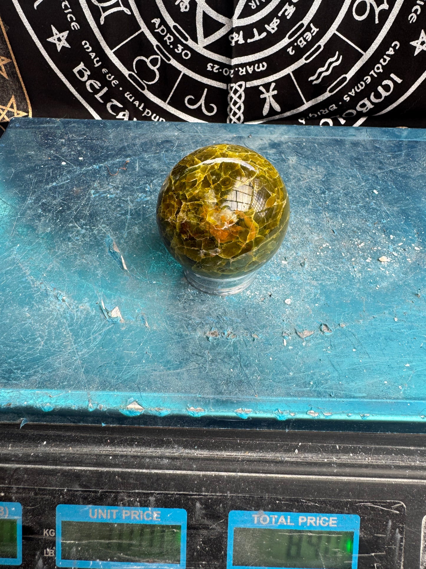 Green Opal Sphere From Madagascar 280 grams 6.2 cm 
DRZ4#10