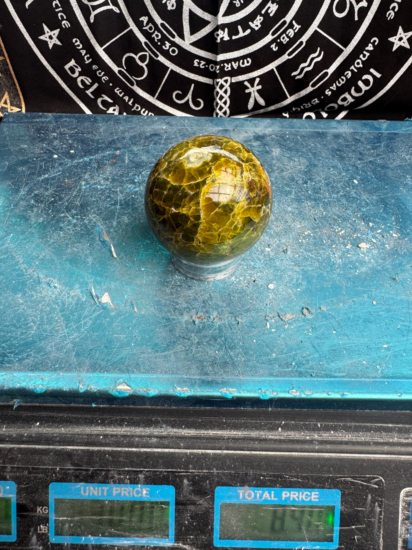 Green Opal Sphere From Madagascar 280 grams 6.2 cm 
DRZ4#10