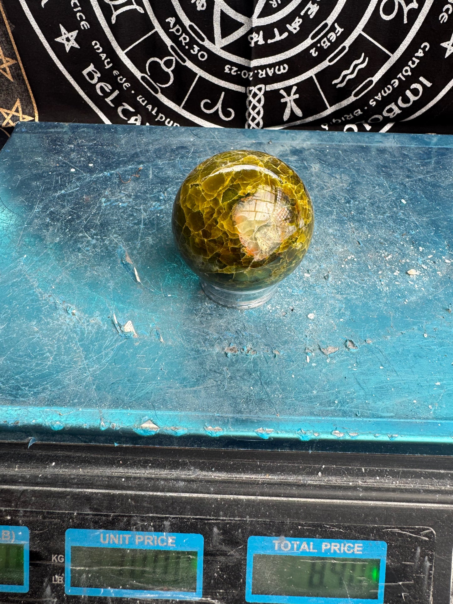 Green Opal Sphere From Madagascar 280 grams 6.2 cm 
DRZ4#10
