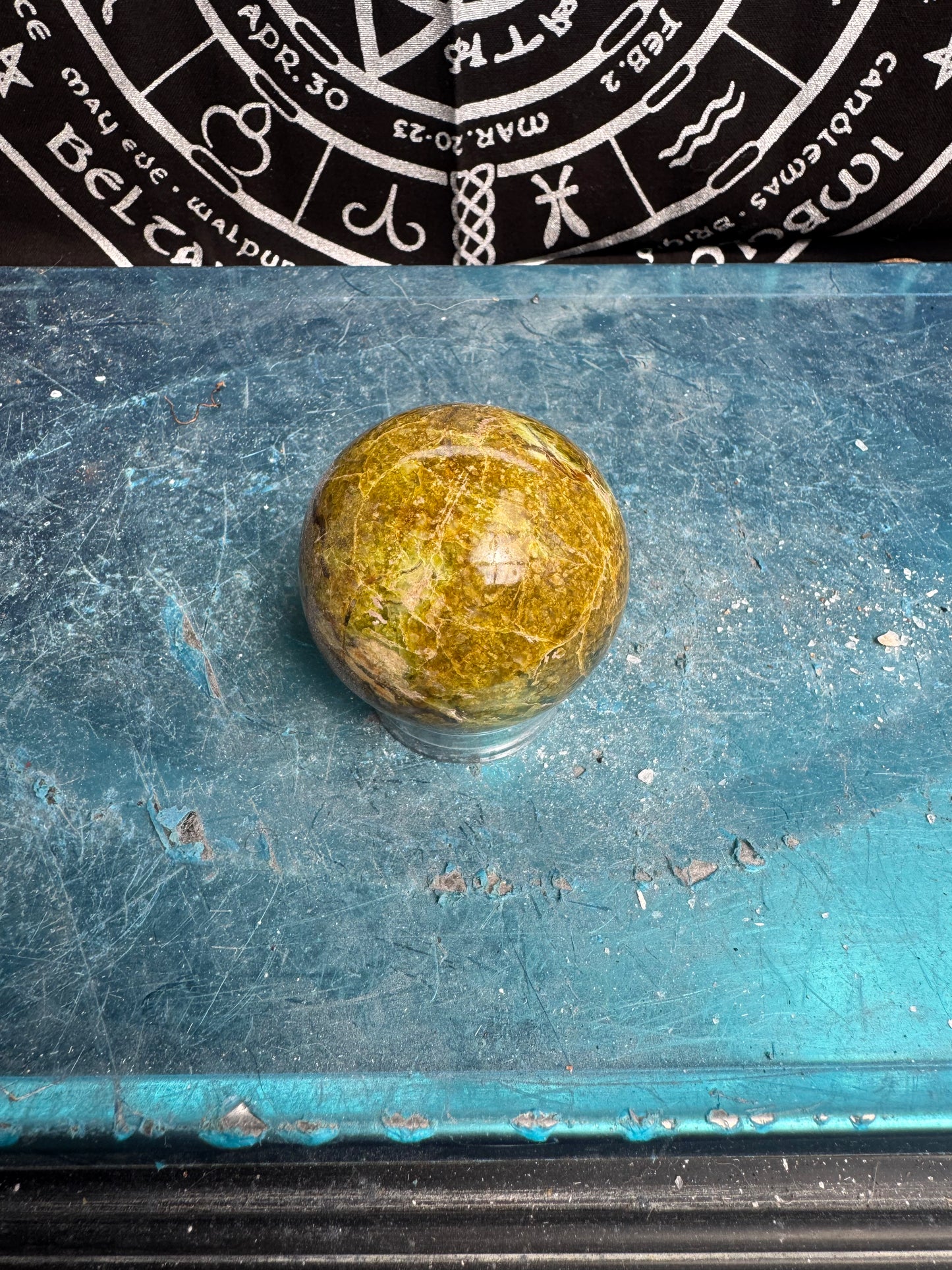 Green Opal Sphere From Madagascar 225 grams 5.5 cm 
DRZ4#11