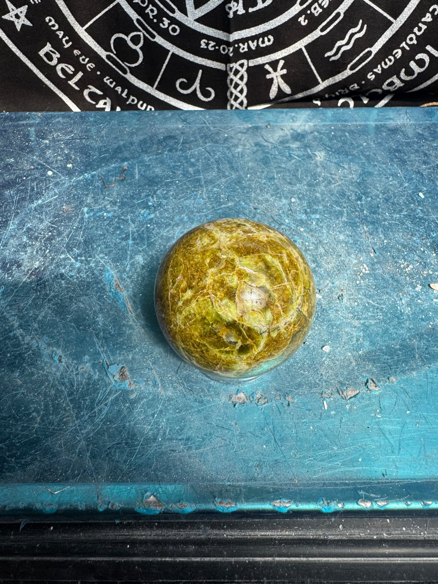 Green Opal Sphere From Madagascar 225 grams 5.5 cm 
DRZ4#11