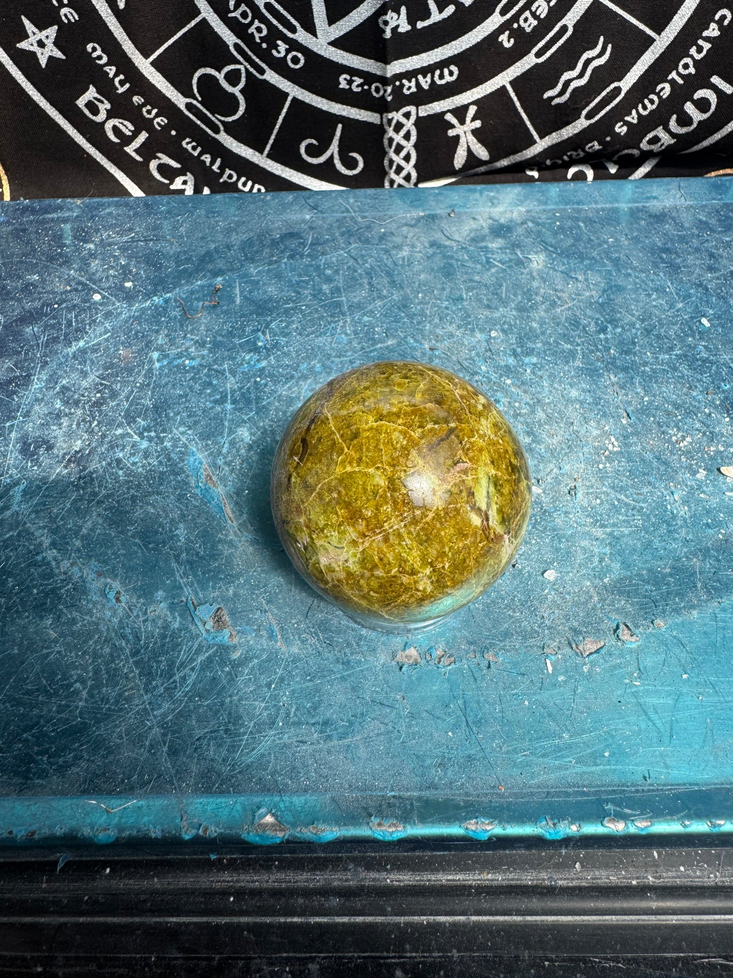 Green Opal Sphere From Madagascar 225 grams 5.5 cm 
DRZ4#11
