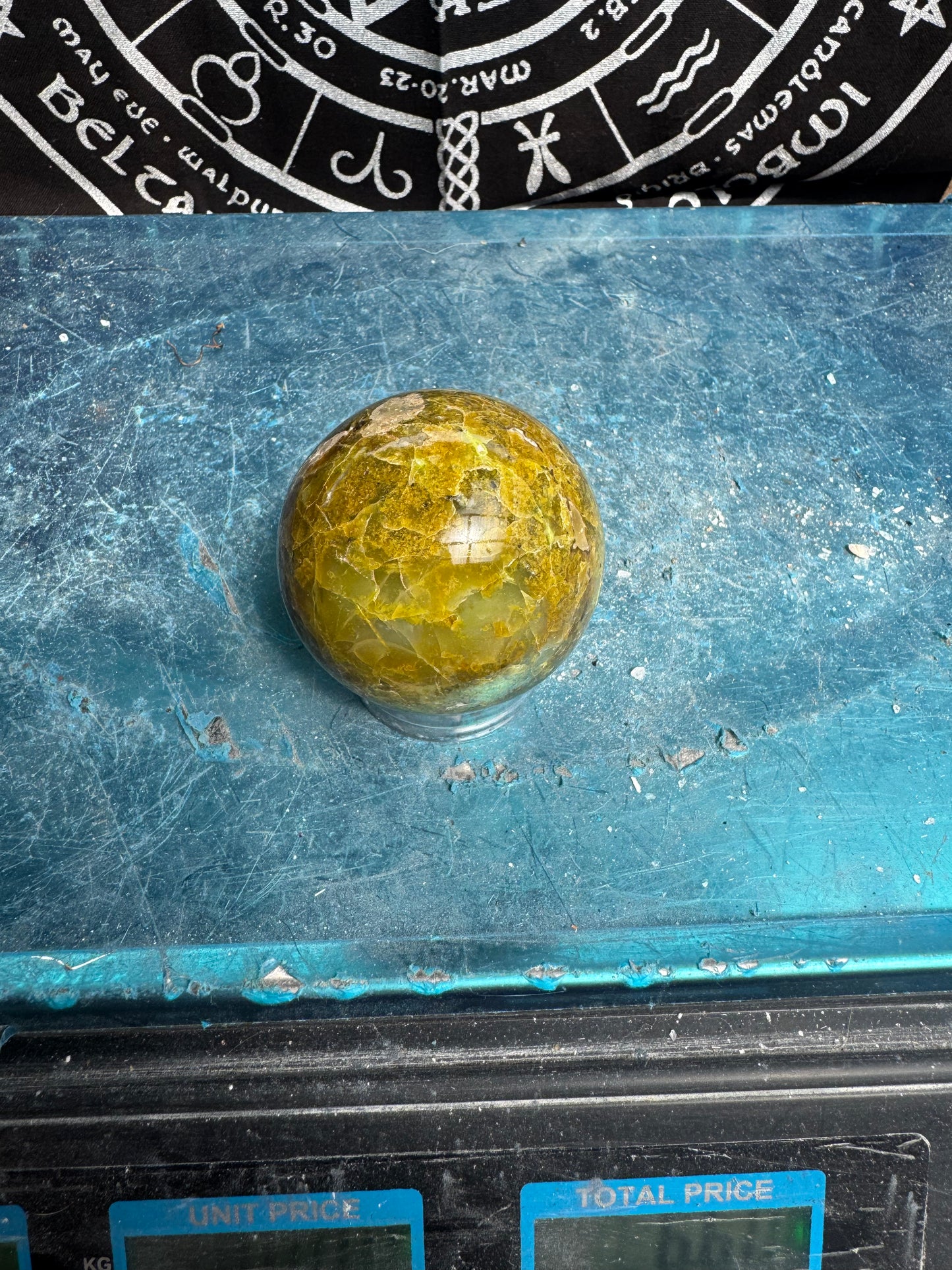 Green Opal Sphere From Madagascar 215 grams 5.5 cm 
DRZ4#12