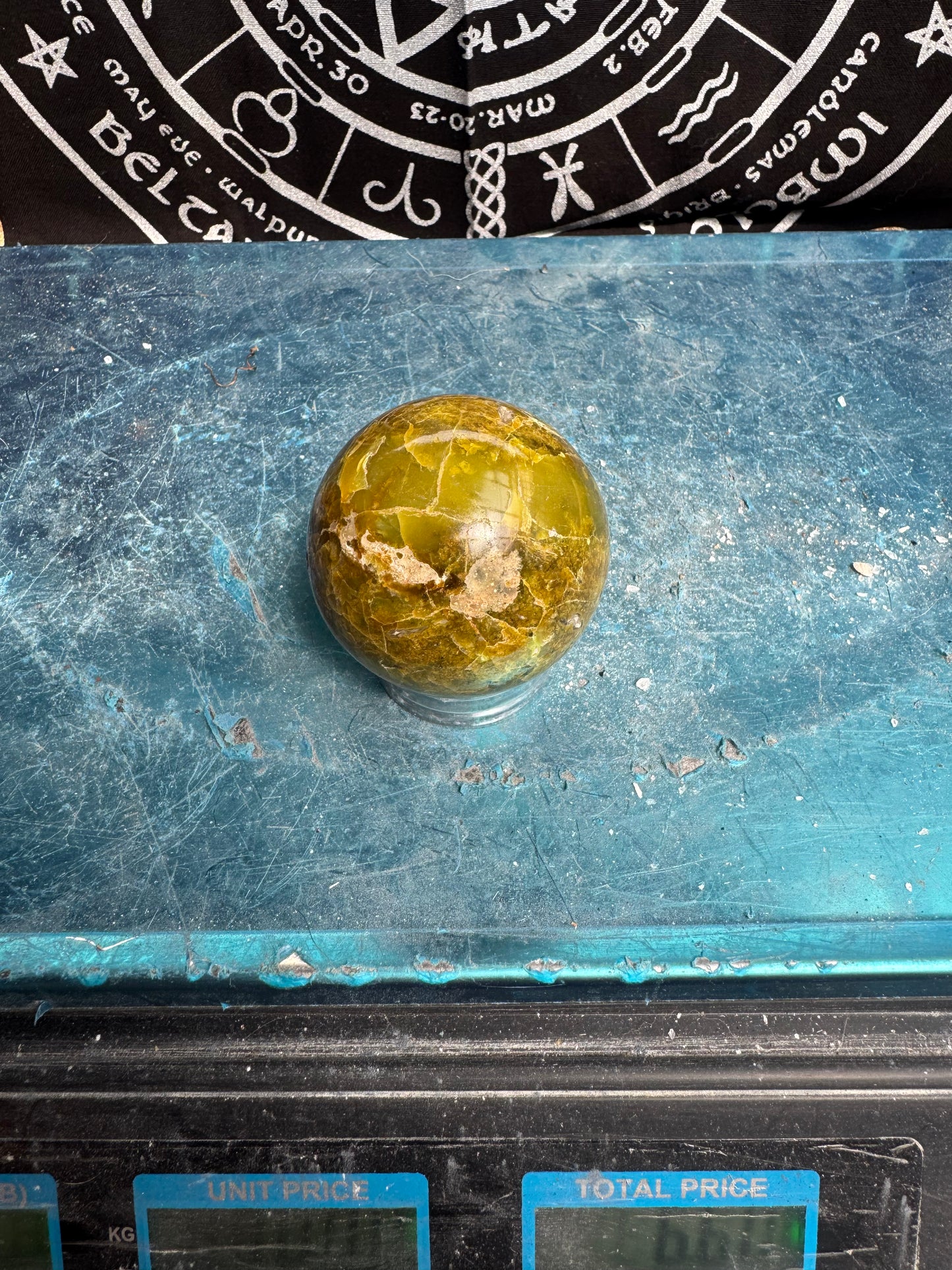 Green Opal Sphere From Madagascar 215 grams 5.5 cm 
DRZ4#12
