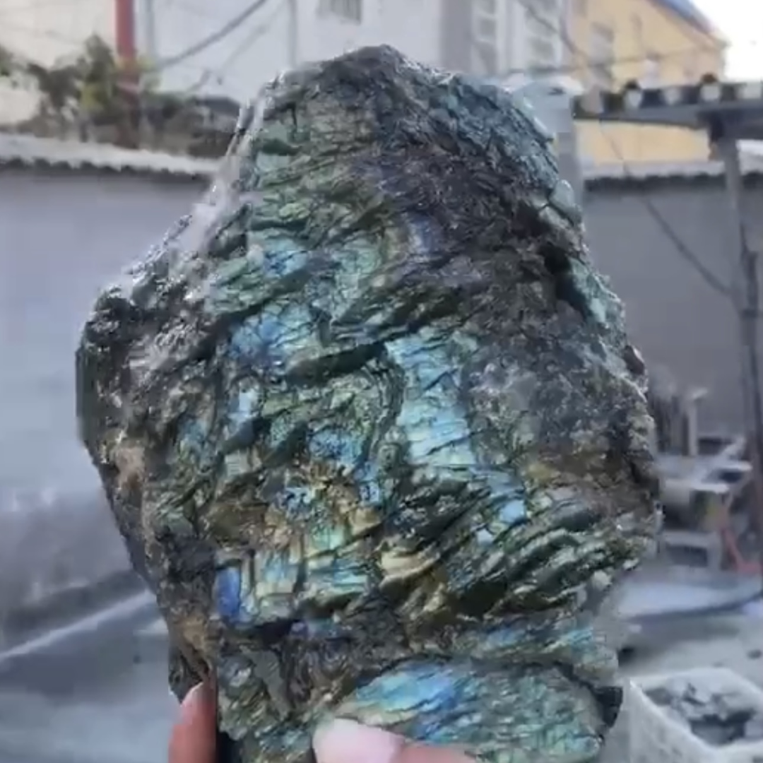 Hand carved labradorite buddha