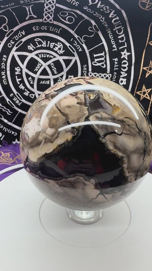 Volcanic agate druzy sphere